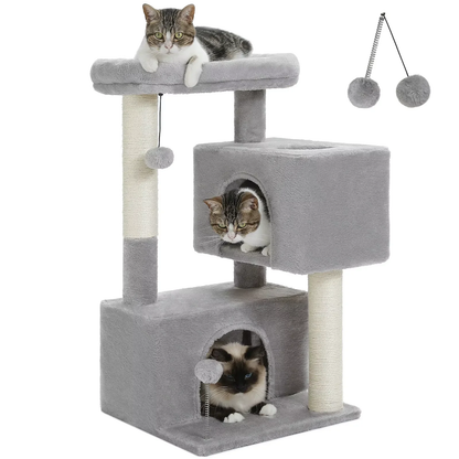 Cat Tree for Large Cats – Indoor Cat Tower with 2 Large Condos, Scratching Posts & Large Perch