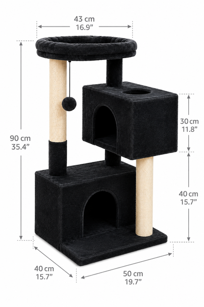 Cat Tree for Large Cats – Indoor Cat Tower with 2 Large Condos, Scratching Posts & Large Perch