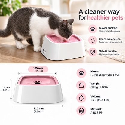 Floating Dog Water Bowl – Slow Drinking, Splash-Resistant, Non-Skid & Large Capacity
